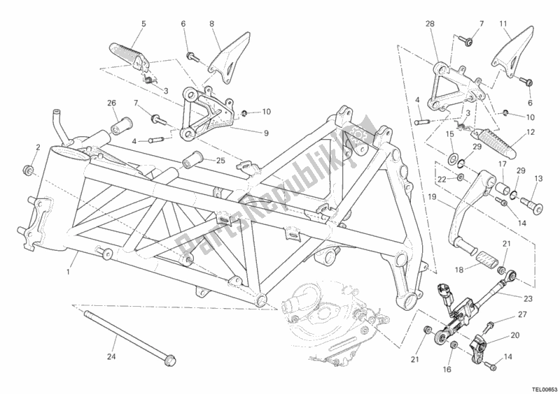 Toutes les pièces pour le Cadre du Ducati Superbike 1198 USA 2011